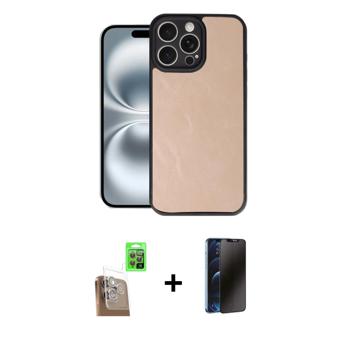 MARSİLYAN™- iPhone 16 Pro Max Kılıf Kıvılcım Işık Serisi - Siyah 3D Antistatik Hayalet Cam Ekran Koruyucu + Raze Metal Kamera Lens - CLTM