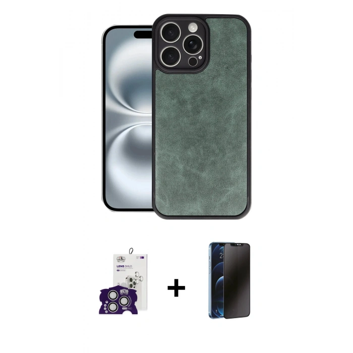 MARSİLYAN™- iPhone 16 Pro Max Kılıf Kıvılcım Işık Serisi - Siyah 3D Antistatik Hayalet Cam Ekran Koruyucu + Bilvis Titan Kamera Lens - GS