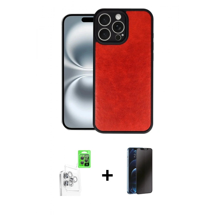 MARSİLYAN™- iPhone 16 Pro Max Kılıf Kıvılcım Işık Serisi - Siyah 3D Antistatik Hayalet Cam Ekran Koruyucu + Raze Metal Kamera Lens - BZ