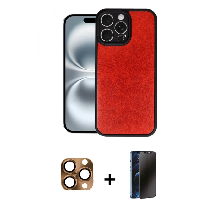 MARSİLYAN™- iPhone 16 Pro Max Kılıf Kıvılcım Işık Serisi - Siyah 3D Antistatik Hayalet Cam Ekran Koruyucu + Pers Alüminyum Kamera Lens - CLTM