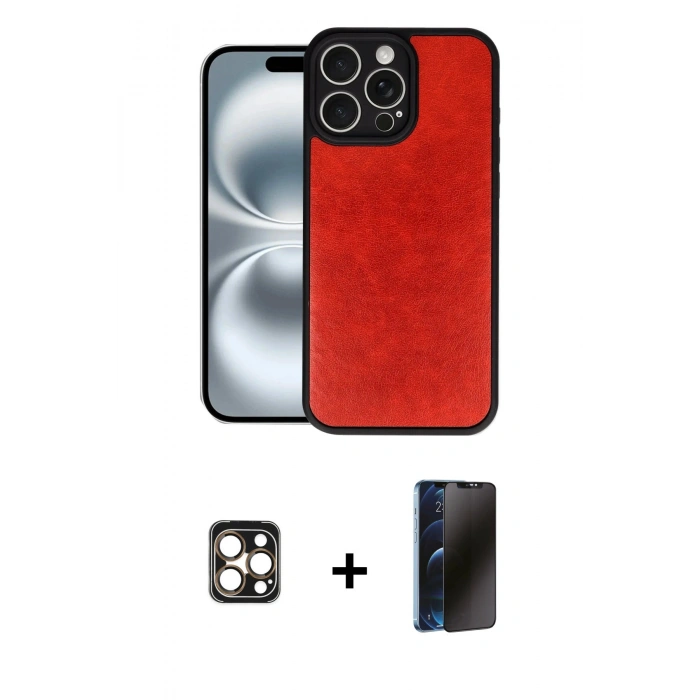 MARSİLYAN™- iPhone 16 Pro Max Kılıf Kıvılcım Işık Serisi - Siyah 3D Antistatik Hayalet Cam Ekran Koruyucu + PVD Metal Kamera Lens - GD