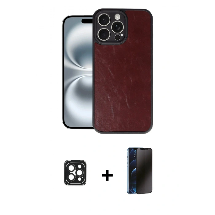 MARSİLYAN™- iPhone 16 Pro Max Kılıf Kıvılcım Işık Serisi - Siyah 3D Antistatik Hayalet Cam Ekran Koruyucu + PVD Metal Kamera Lens - SH