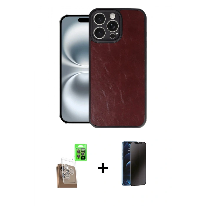 MARSİLYAN™- iPhone 16 Pro Max Kılıf Kıvılcım Işık Serisi - Siyah 3D Antistatik Hayalet Cam Ekran Koruyucu + Raze Metal Kamera Lens - CLTM