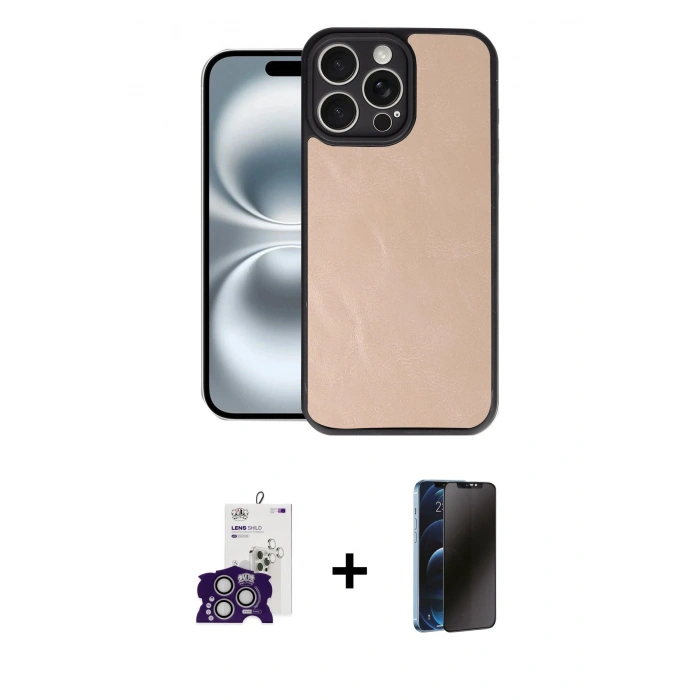MARSİLYAN™- iPhone 16 Pro Max Kılıf Kıvılcım Işık Serisi - Siyah 3D Antistatik Hayalet Cam Ekran Koruyucu + Bilvis Titan Kamera Lens - GS