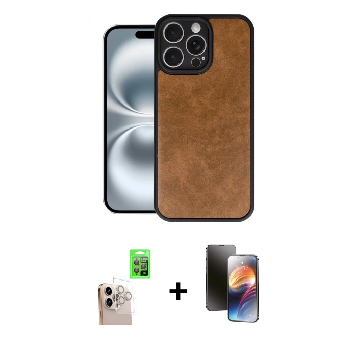 MARSİLYAN™- iPhone 16 Pro Max Kılıf Kıvılcım Işık Serisi - Siyah 3D Antistatik Mat Seramik Nano Ekran Koruyucu + Raze Metal Kamera Lens - NLGY