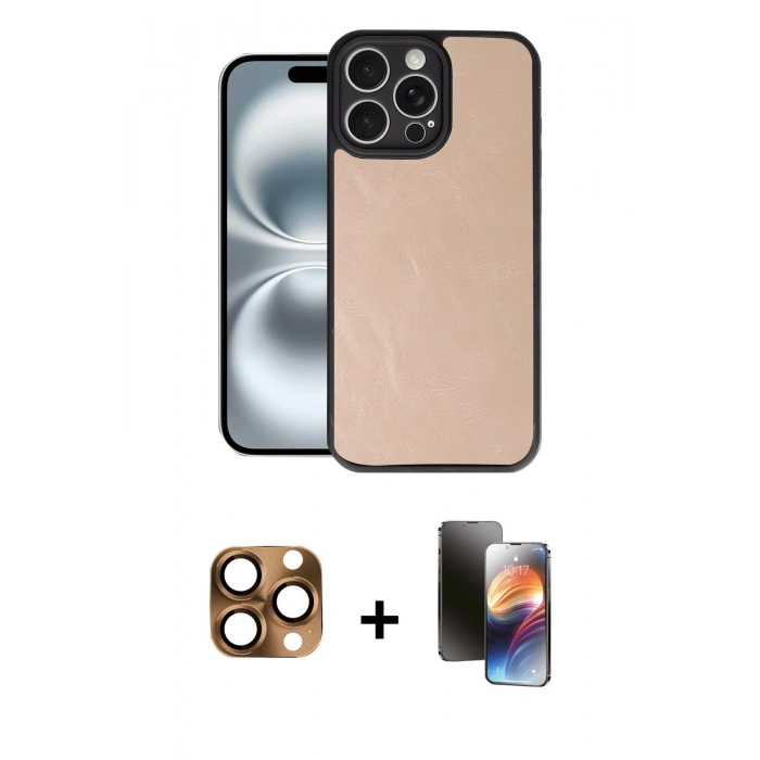 MARSİLYAN™- iPhone 16 Pro Max Kılıf Kıvılcım Işık Serisi - Siyah 3D Antistatik Mat Seramik Nano Ekran Koruyucu + Pers Alüminyum Kamera Lens - CLTM