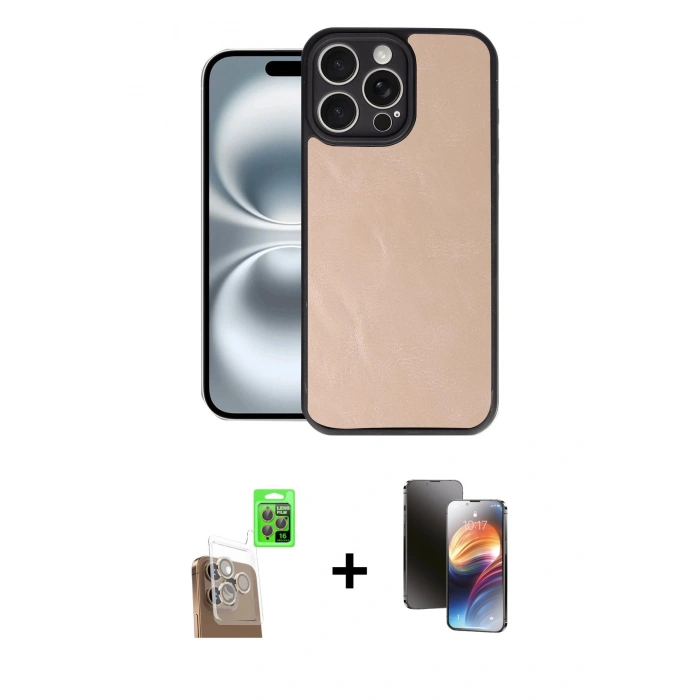 MARSİLYAN™- iPhone 16 Pro Max Kılıf Kıvılcım Işık Serisi - Siyah 3D Antistatik Mat Seramik Nano Ekran Koruyucu + Raze Metal Kamera Lens - CLTM