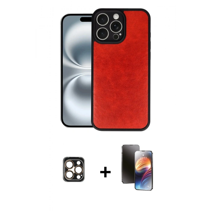 MARSİLYAN™- iPhone 16 Pro Max Kılıf Kıvılcım Işık Serisi - Siyah 3D Antistatik Mat Seramik Nano Ekran Koruyucu + PVD Metal Kamera Lens - GD