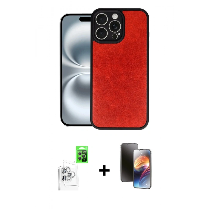 MARSİLYAN™- iPhone 16 Pro Max Kılıf Kıvılcım Işık Serisi - Siyah 3D Antistatik Mat Seramik Nano Ekran Koruyucu + Raze Metal Kamera Lens - BZ