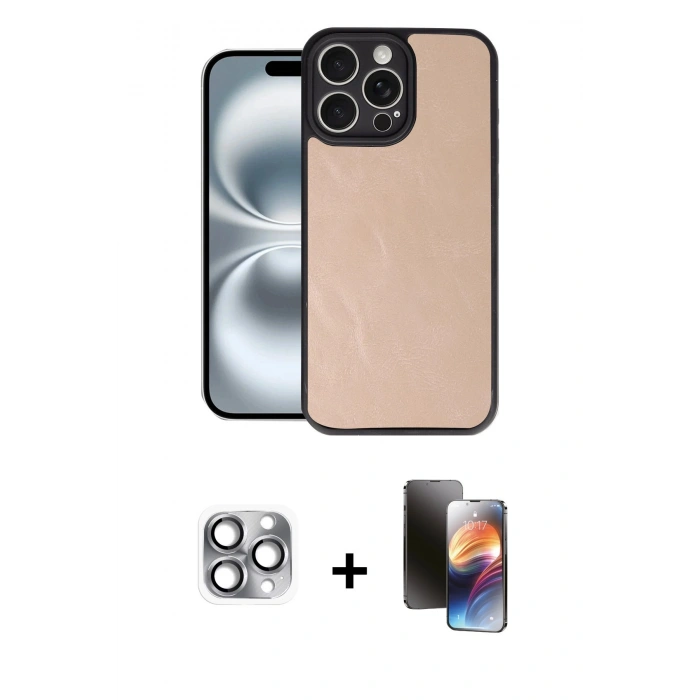 MARSİLYAN™- iPhone 16 Pro Max Kılıf Kıvılcım Işık Serisi - Siyah 3D Antistatik Mat Seramik Nano Ekran Koruyucu + Pers Alüminyum Kamera Lens - GI