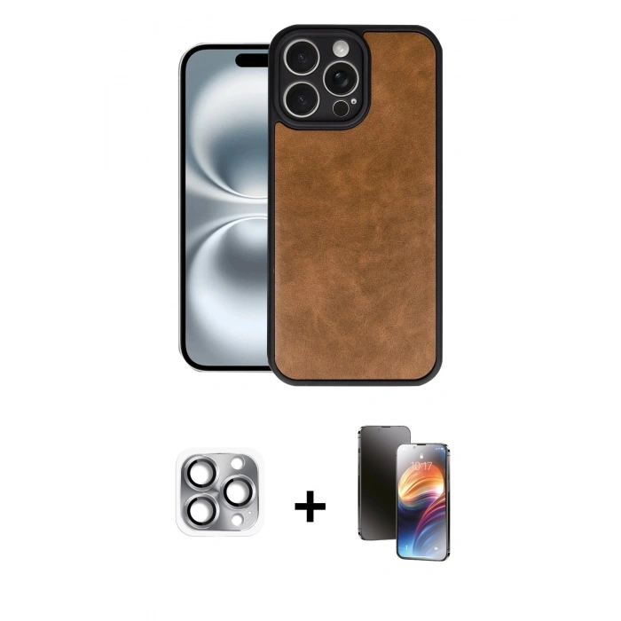 MARSİLYAN™- iPhone 16 Pro Max Kılıf Kıvılcım Işık Serisi - Siyah 3D Antistatik Mat Seramik Nano Ekran Koruyucu + Pers Alüminyum Kamera Lens - GI