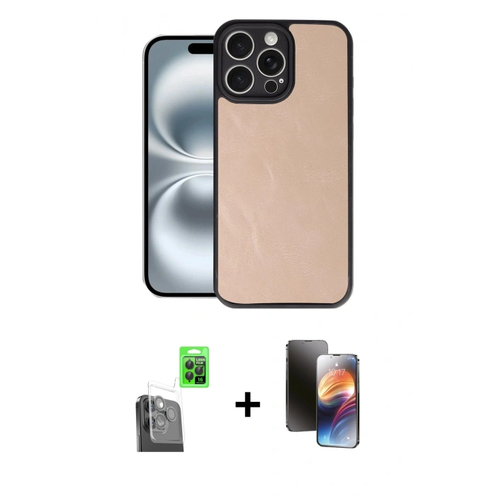 MARSİLYAN™- iPhone 16 Pro Max Kılıf Kıvılcım Işık Serisi - Siyah 3D Antistatik Mat Seramik Nano Ekran Koruyucu + Raze Metal Kamera Lens - SH