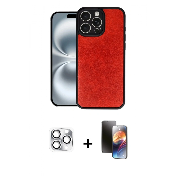 MARSİLYAN™- iPhone 16 Pro Max Kılıf Kıvılcım Işık Serisi - Siyah 3D Antistatik Mat Seramik Nano Ekran Koruyucu + Pers Alüminyum Kamera Lens - GS
