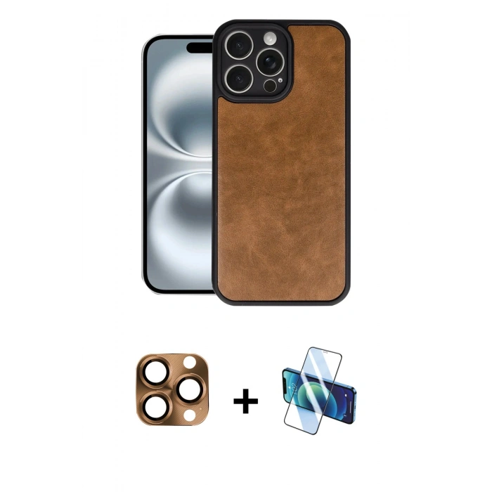 MARSİLYAN™- iPhone 16 Pro Max Kılıf Kıvılcım Işık Serisi - Siyah 3D Antistatik Seramik Nano Ekran Koruyucu + Pers Alüminyum Kamera Lens - CLTM