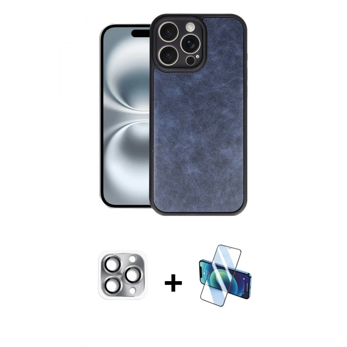 MARSİLYAN™- iPhone 16 Pro Max Kılıf Kıvılcım Işık Serisi - Siyah 3D Antistatik Seramik Nano Ekran Koruyucu + Pers Alüminyum Kamera Lens - GI