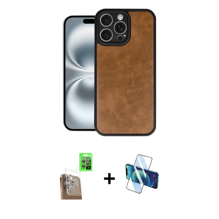MARSİLYAN™- iPhone 16 Pro Max Kılıf Kıvılcım Işık Serisi - Siyah 3D Antistatik Seramik Nano Ekran Koruyucu + Raze Metal Kamera Lens - CLTM