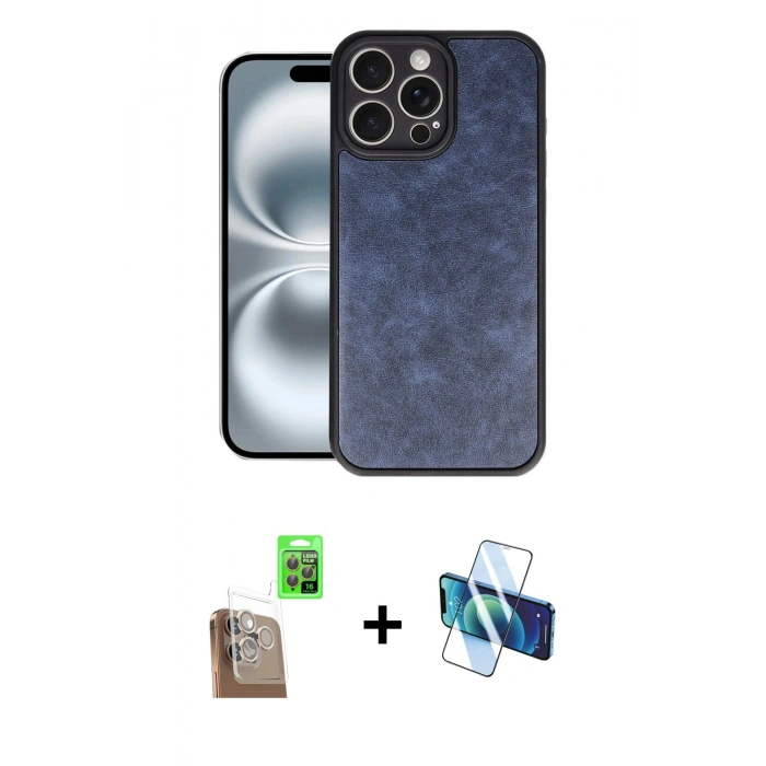 MARSİLYAN™- iPhone 16 Pro Max Kılıf Kıvılcım Işık Serisi - Siyah 3D Antistatik Seramik Nano Ekran Koruyucu + Raze Metal Kamera Lens - CLTM