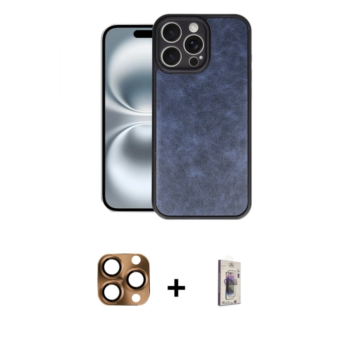 MARSİLYAN™- iPhone 16 Pro Max Kılıf Kıvılcım Işık Serisi - Siyah Bilvis 3D Cam Ekran Koruyucu + Pers Alüminyum Kamera Lens - CLTM