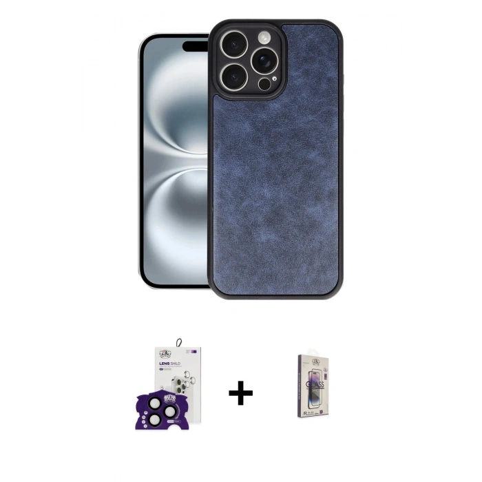MARSİLYAN™- iPhone 16 Pro Max Kılıf Kıvılcım Işık Serisi - Siyah Bilvis 3D Cam Ekran Koruyucu + Siyah Bilvis Titan Kamera Lens