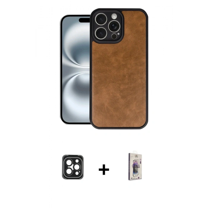 MARSİLYAN™- iPhone 16 Pro Max Kılıf Kıvılcım Işık Serisi - Siyah Bilvis 3D Cam Ekran Koruyucu + PVD Metal Kamera Lens - SH