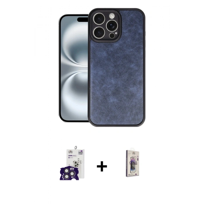 MARSİLYAN™- iPhone 16 Pro Max Kılıf Kıvılcım Işık Serisi - Siyah Bilvis 3D Cam Ekran Koruyucu + Bilvis Titan Kamera Lens - TMGI