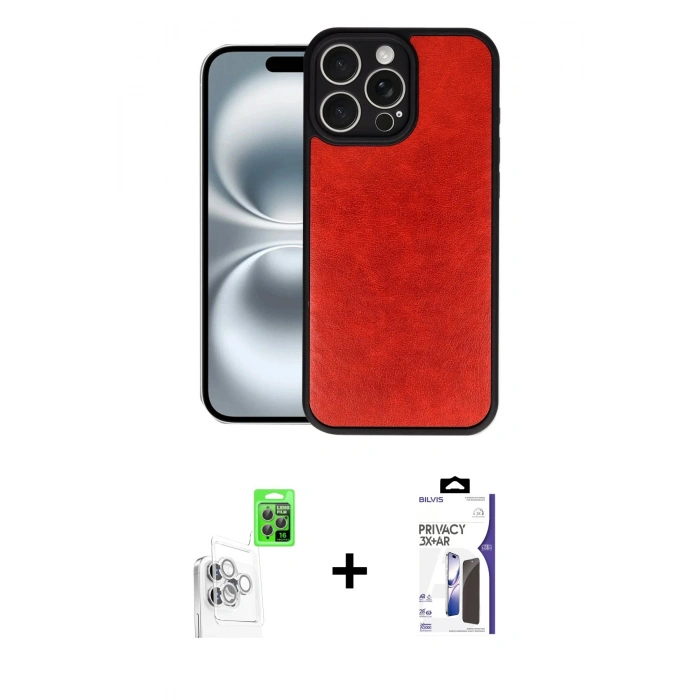 MARSİLYAN™- iPhone 16 Pro Max Kılıf Kıvılcım Işık Serisi - Siyah Bilvis 3X AR Hayalet Cam Ekran Koruyucu + Raze Metal Kamera Lens - BZ