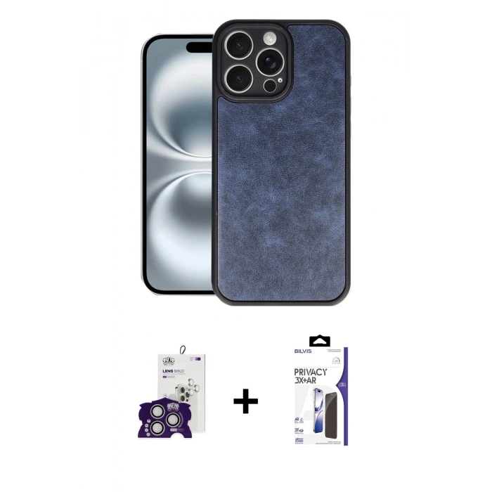MARSİLYAN™- iPhone 16 Pro Max Kılıf Kıvılcım Işık Serisi - Siyah Bilvis 3X AR Hayalet Cam Ekran Koruyucu + Bilvis Titan Kamera Lens - GS