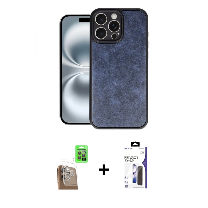 MARSİLYAN™- iPhone 16 Pro Max Kılıf Kıvılcım Işık Serisi - Siyah Bilvis 3X AR Hayalet Cam Ekran Koruyucu + Raze Metal Kamera Lens - CLTM