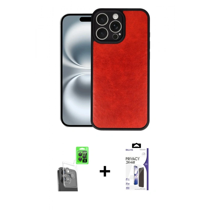 MARSİLYAN™- iPhone 16 Pro Max Kılıf Kıvılcım Işık Serisi - Siyah Bilvis 3X AR Hayalet Cam Ekran Koruyucu + Raze Metal Kamera Lens - SH