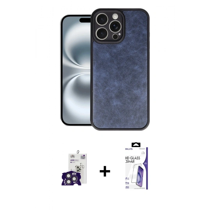 MARSİLYAN™- iPhone 16 Pro Max Kılıf Kıvılcım Işık Serisi - Siyah Bilvis 3X AR HD Cam Ekran Koruyucu + Bilvis Titan Kamera Lens - TMGI