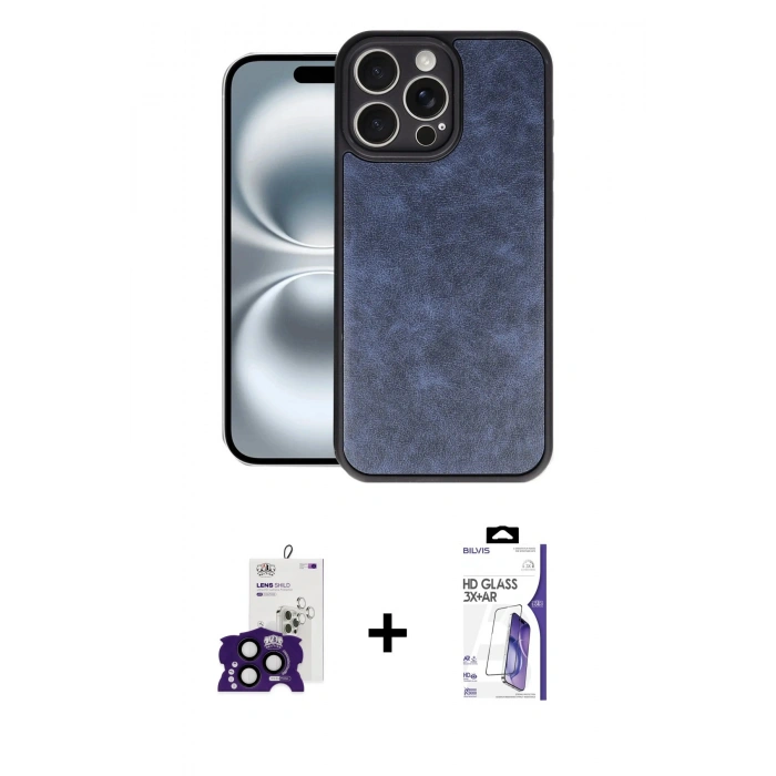 MARSİLYAN™- iPhone 16 Pro Max Kılıf Kıvılcım Işık Serisi - Siyah Bilvis 3X AR HD Cam Ekran Koruyucu + Bilvis Titan Kamera Lens - SH