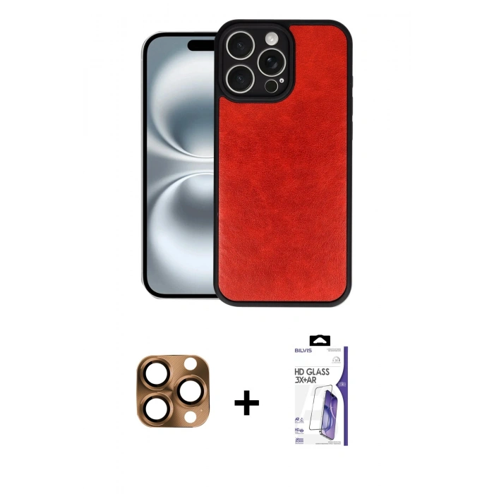 MARSİLYAN™- iPhone 16 Pro Max Kılıf Kıvılcım Işık Serisi - Siyah Bilvis 3X AR HD Cam Ekran Koruyucu + Pers Alüminyum Kamera Lens - CLTM