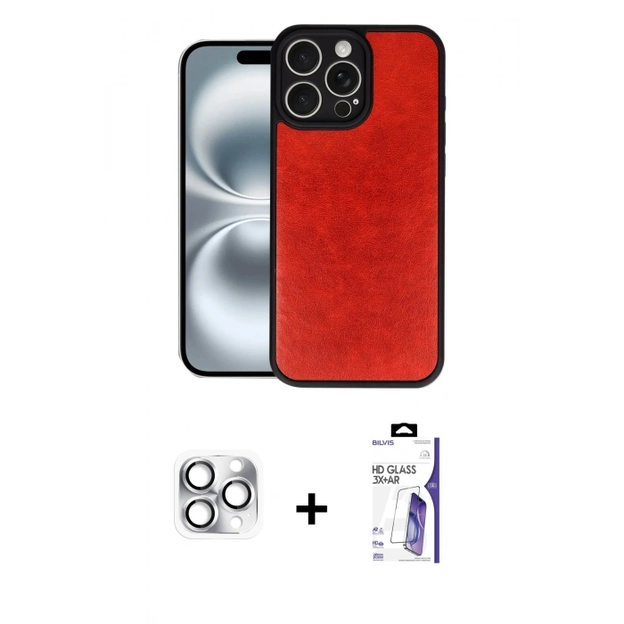 MARSİLYAN™- iPhone 16 Pro Max Kılıf Kıvılcım Işık Serisi - Siyah Bilvis 3X AR HD Cam Ekran Koruyucu + Pers Alüminyum Kamera Lens - GS