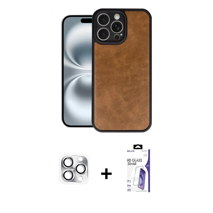 MARSİLYAN™- iPhone 16 Pro Max Kılıf Kıvılcım Işık Serisi - Siyah Bilvis 3X AR HD Cam Ekran Koruyucu + Pers Alüminyum Kamera Lens - GS
