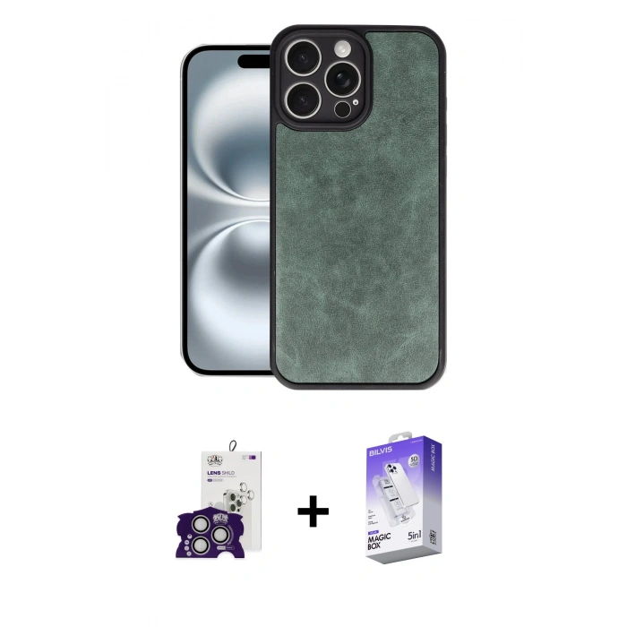 MARSİLYAN™- iPhone 16 Pro Max Kılıf Kıvılcım Işık Serisi - Siyah Bilvis 5in1 3D Magic Cam Ekran Koruyucu + Bilvis Titan Kamera Lens - GS