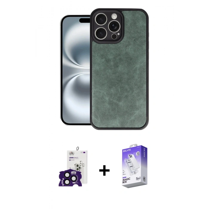 MARSİLYAN™- iPhone 16 Pro Max Kılıf Kıvılcım Işık Serisi - Siyah Bilvis 5in1 3D Magic Cam Ekran Koruyucu + Bilvis Titan Kamera Lens - SH