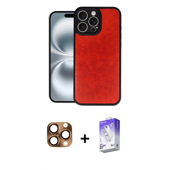 MARSİLYAN™- iPhone 16 Pro Max Kılıf Kıvılcım Işık Serisi - Siyah Bilvis 5in1 3D Magic Cam Ekran Koruyucu + Pers Alüminyum Kamera Lens - CLTM