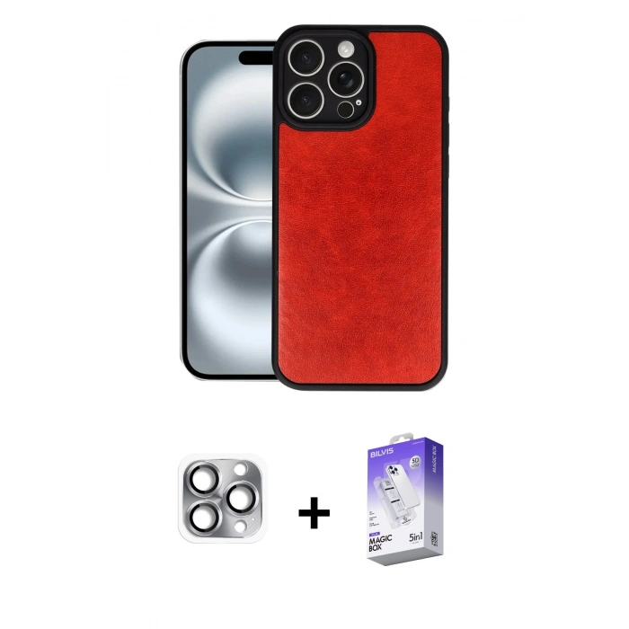 MARSİLYAN™- iPhone 16 Pro Max Kılıf Kıvılcım Işık Serisi - Siyah Bilvis 5in1 3D Magic Cam Ekran Koruyucu + Pers Alüminyum Kamera Lens - GI
