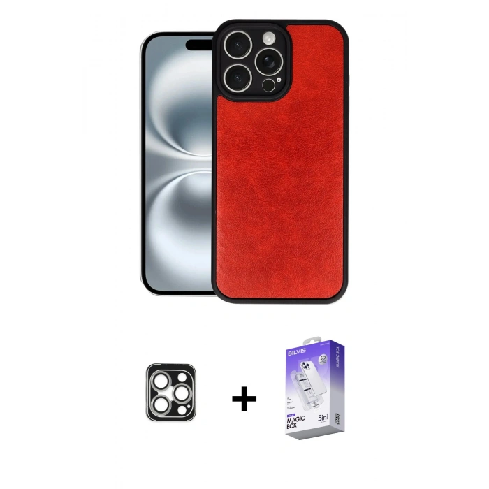 MARSİLYAN™- iPhone 16 Pro Max Kılıf Kıvılcım Işık Serisi - Siyah Bilvis 5in1 3D Magic Cam Ekran Koruyucu + PVD Metal Kamera Lens - GS