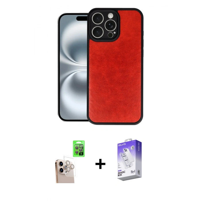 MARSİLYAN™- iPhone 16 Pro Max Kılıf Kıvılcım Işık Serisi - Siyah Bilvis 5in1 3D Magic Cam Ekran Koruyucu + Natural Grey Raze Metal Kamera Lens