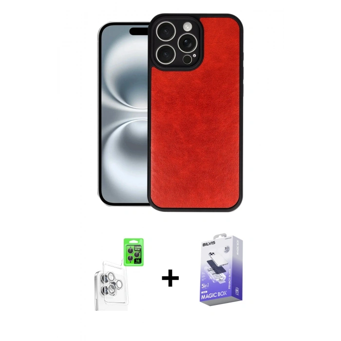 MARSİLYAN™- iPhone 16 Pro Max Kılıf Kıvılcım Işık Serisi - Siyah Bilvis 5in1 5D Magic Hayalet Cam Ekran Koruyucu + Raze Metal Kamera Lens - BZ