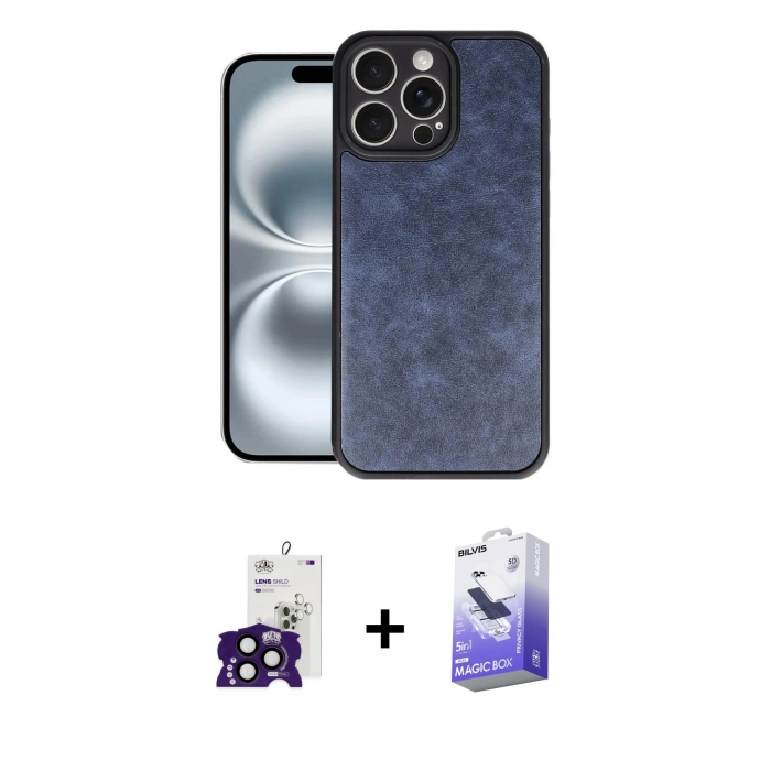 MARSİLYAN™- iPhone 16 Pro Max Kılıf Kıvılcım Işık Serisi - Siyah Bilvis 5in1 5D Magic Hayalet Cam Ekran Koruyucu + Bilvis Titan Kamera Lens - SH