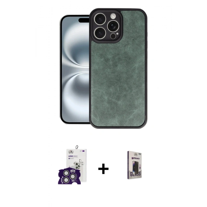 MARSİLYAN™- iPhone 16 Pro Max Kılıf Kıvılcım Işık Serisi - Siyah Bilvis Hayalet Cam Ekran Koruyucu + Bilvis Titan Kamera Lens - GS