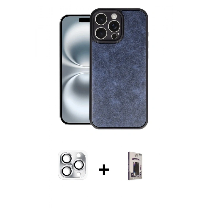 MARSİLYAN™- iPhone 16 Pro Max Kılıf Kıvılcım Işık Serisi - Siyah Bilvis Hayalet Cam Ekran Koruyucu + Pers Alüminyum Kamera Lens - GS