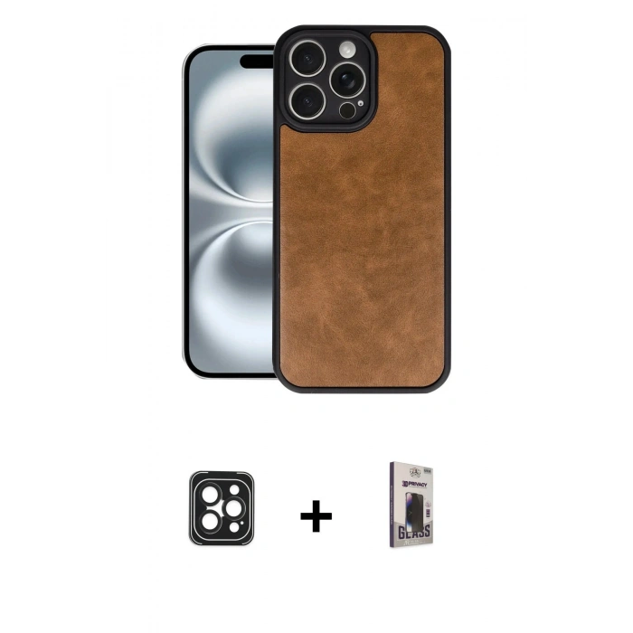 MARSİLYAN™- iPhone 16 Pro Max Kılıf Kıvılcım Işık Serisi - Siyah Bilvis Hayalet Cam Ekran Koruyucu + PVD Metal Kamera Lens - SH