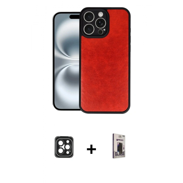 MARSİLYAN™- iPhone 16 Pro Max Kılıf Kıvılcım Işık Serisi - Siyah Bilvis Hayalet Cam Ekran Koruyucu + PVD Metal Kamera Lens - SH