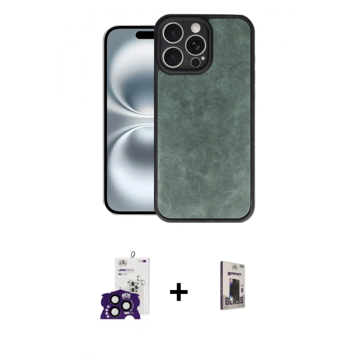 MARSİLYAN™- iPhone 16 Pro Max Kılıf Kıvılcım Işık Serisi - Siyah Bilvis Hayalet Cam Ekran Koruyucu + Bilvis Titan Kamera Lens - SH