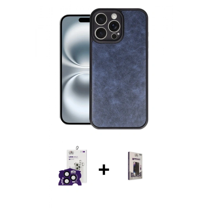 MARSİLYAN™- iPhone 16 Pro Max Kılıf Kıvılcım Işık Serisi - Siyah Bilvis Hayalet Cam Ekran Koruyucu + Bilvis Titan Kamera Lens - SH