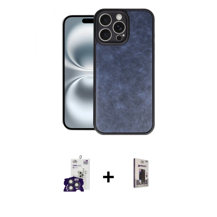 MARSİLYAN™- iPhone 16 Pro Max Kılıf Kıvılcım Işık Serisi - Siyah Bilvis Hayalet Cam Ekran Koruyucu + Bilvis Titan Kamera Lens - TMGI