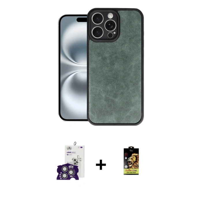 MARSİLYAN™- iPhone 16 Pro Max Kılıf Kıvılcım Işık Serisi - Siyah Buffer Cam Ekran Koruyucu + Bilvis Titan Kamera Lens - GS